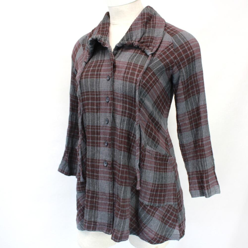 Cannisse Lagenlook Virgin wool/Viscose Long sleeves Button Up Blouse Top Small
